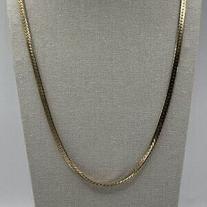 14K 14/20 Yellow Gold Filled GF 29.5" Long Men’s Necklace Thin Flat Chai…